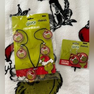 Grinch Lights Neckalce & Earring Set